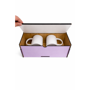 CAIXA EM MDF PARA 2 CANECAS-LILÁS
