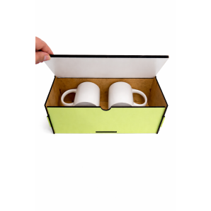 CAIXA EM MDF PARA 2 CANECAS-VERDE