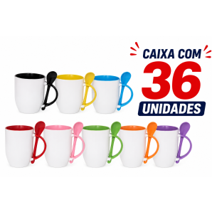 CANECA BRANCA C/COLHER- ALÇA-INTERNA CONICA- CX 36