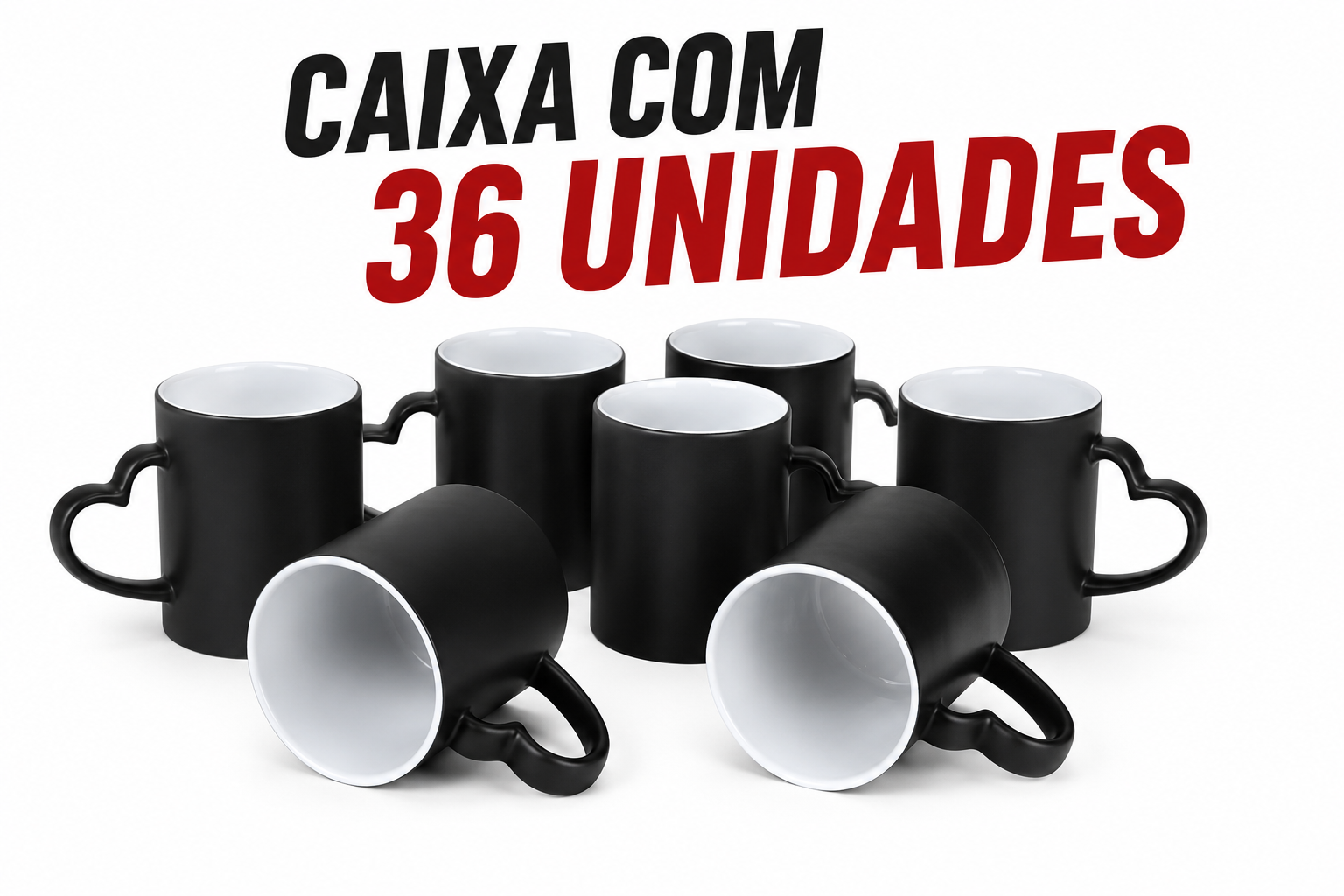 CANECA ALÇA CORAÇÃO MAGICA PRETA FOSCA- CX 36