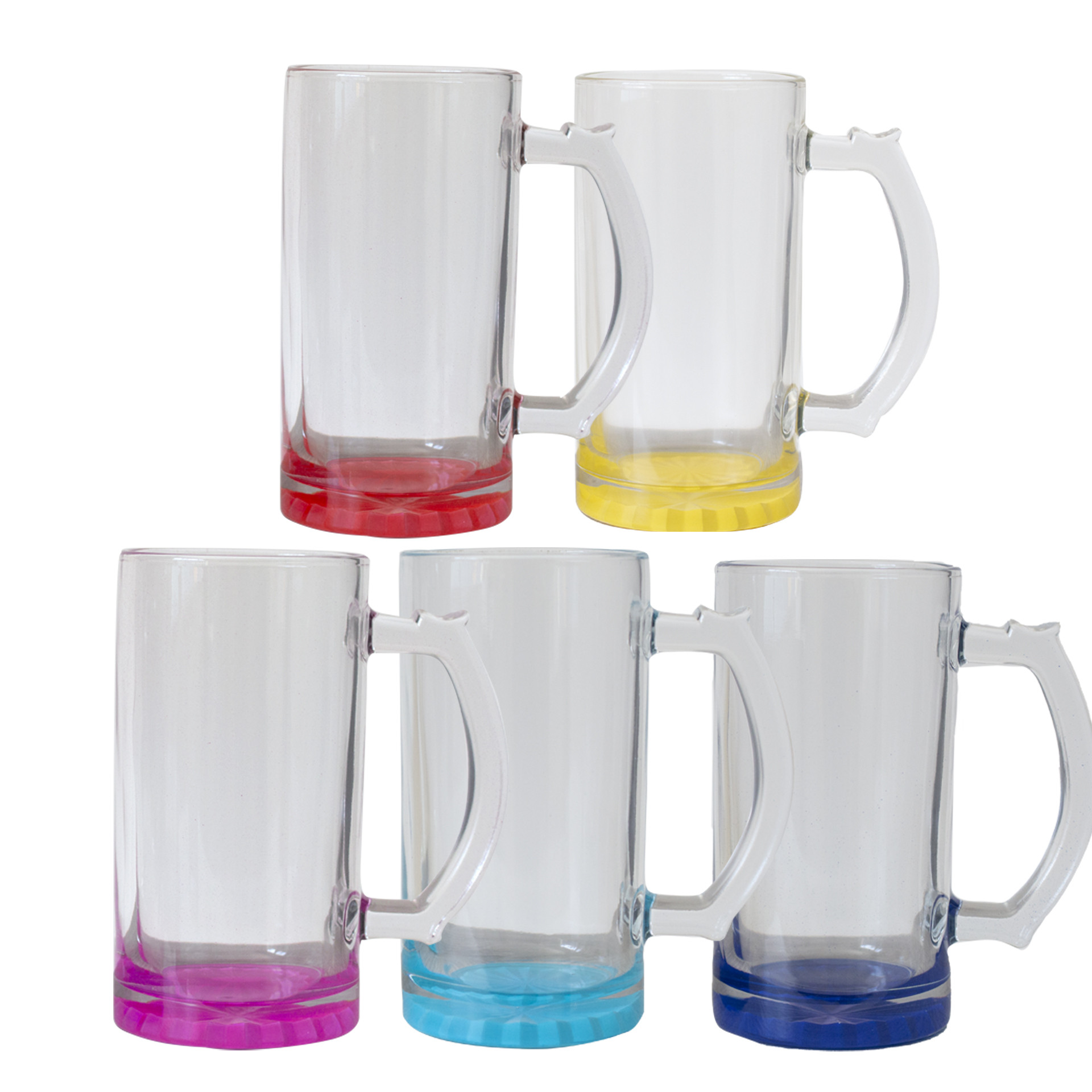 Caneco de Chopp de vidro - CX C/2uni. - Com base colorida