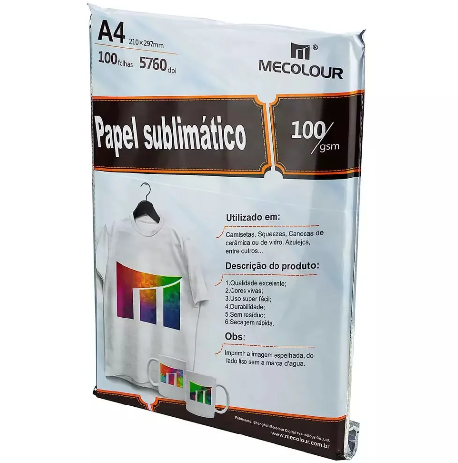 PAPEL SUBLIMATICO MECOLOUR A4-100 folhas