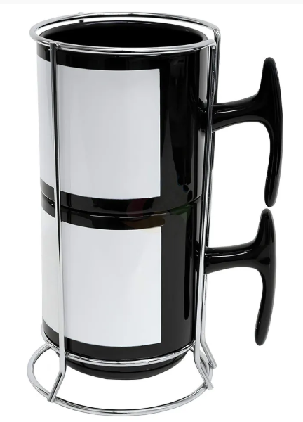 KIT 2 PEÇAS- XÍCARA TARJA C/ SUPORTE