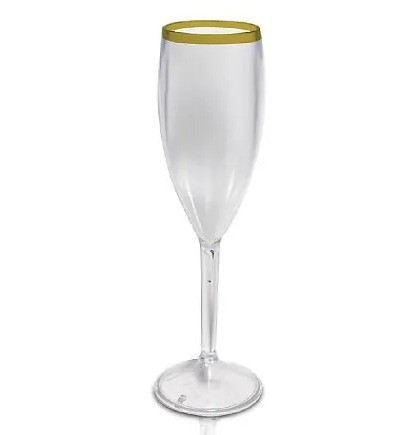 TAÇA DE CHAMPANHE PRIME- TRANSP BORDA DOURADA 