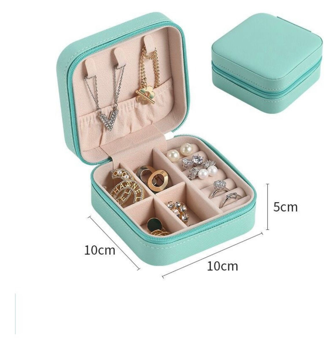 PORTA JOIAS EM COURO SINTETICO-VERDE