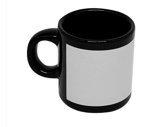 CANECA PRETA TARJA BRANCA 177ML