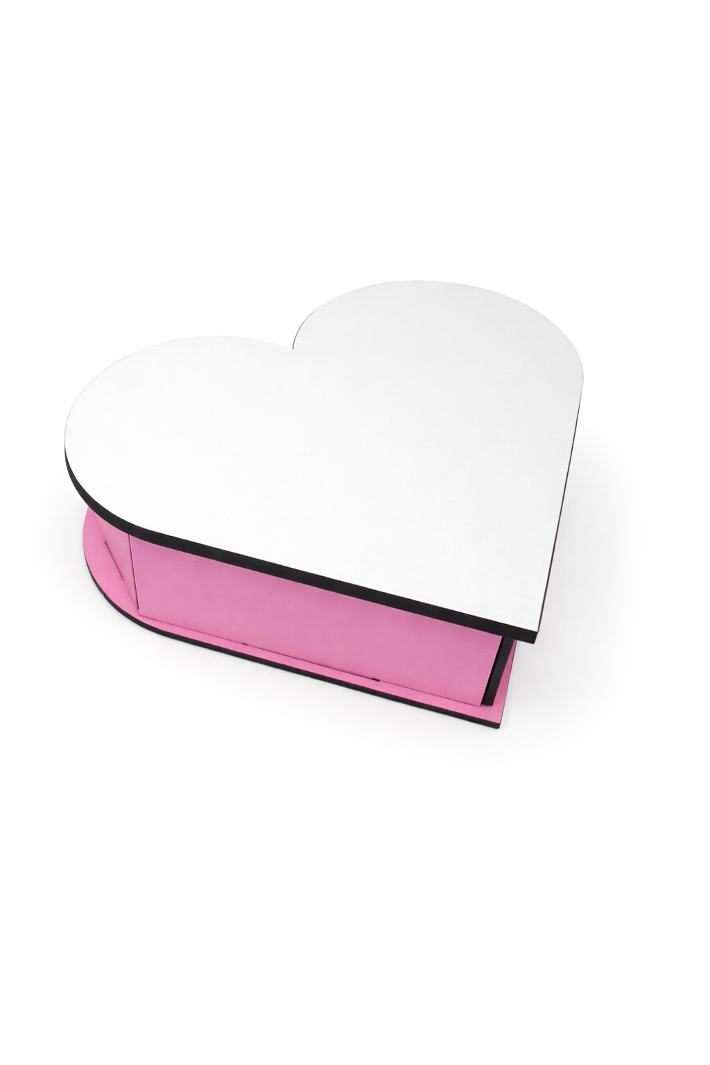 CAIXA MDF EM FORMATO CORAÇÃO ROSA