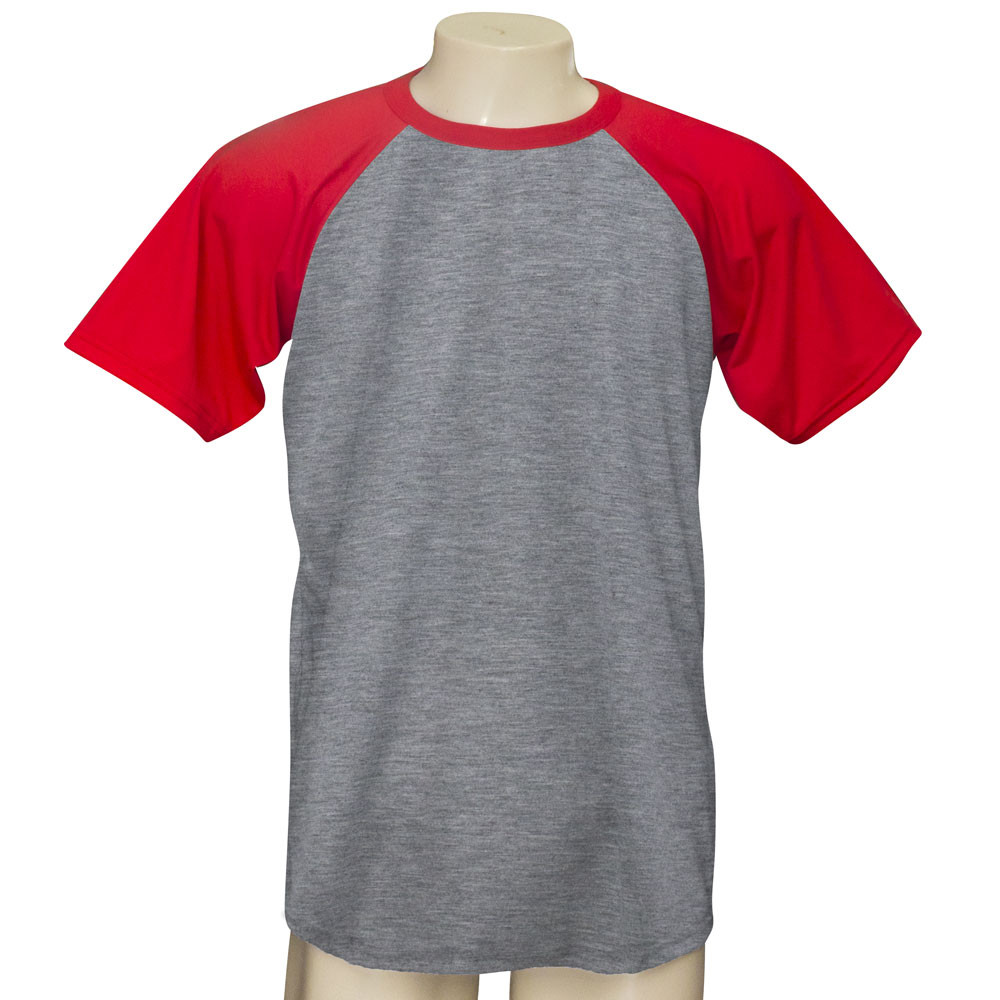 Camisa Raglan Mescla Manga Vermelha