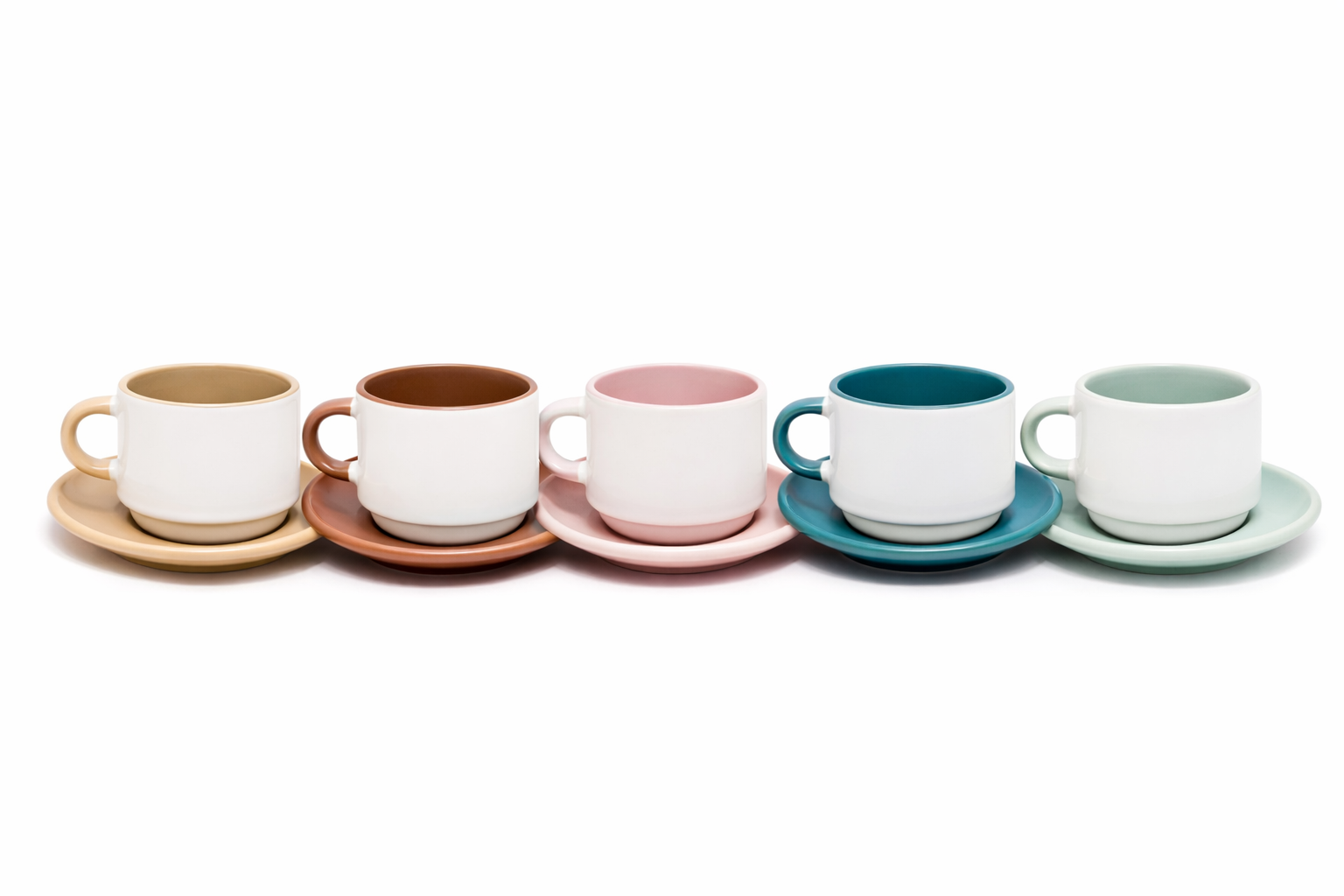 KIT XÍCARA 90ML C/ PIRES ALÇA E INTERIOR COLORIDO