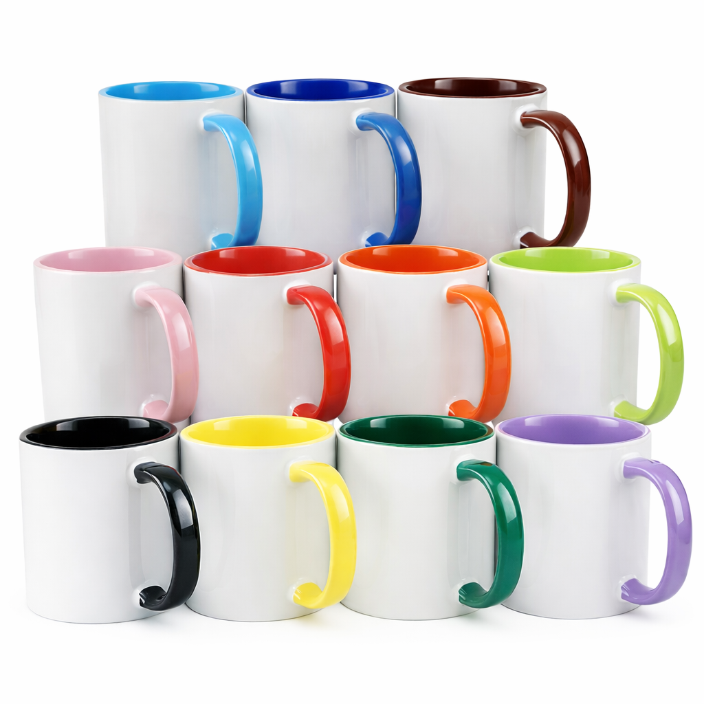 Caneca Cerâmica Alça e Interior Colorido 325ML 