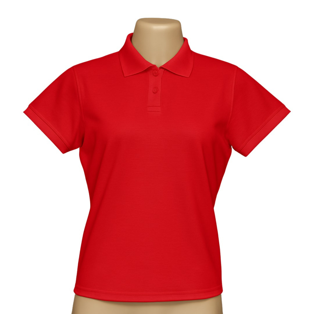 Camisa Polo Feminina Vermelha TECIDO PIQUET
