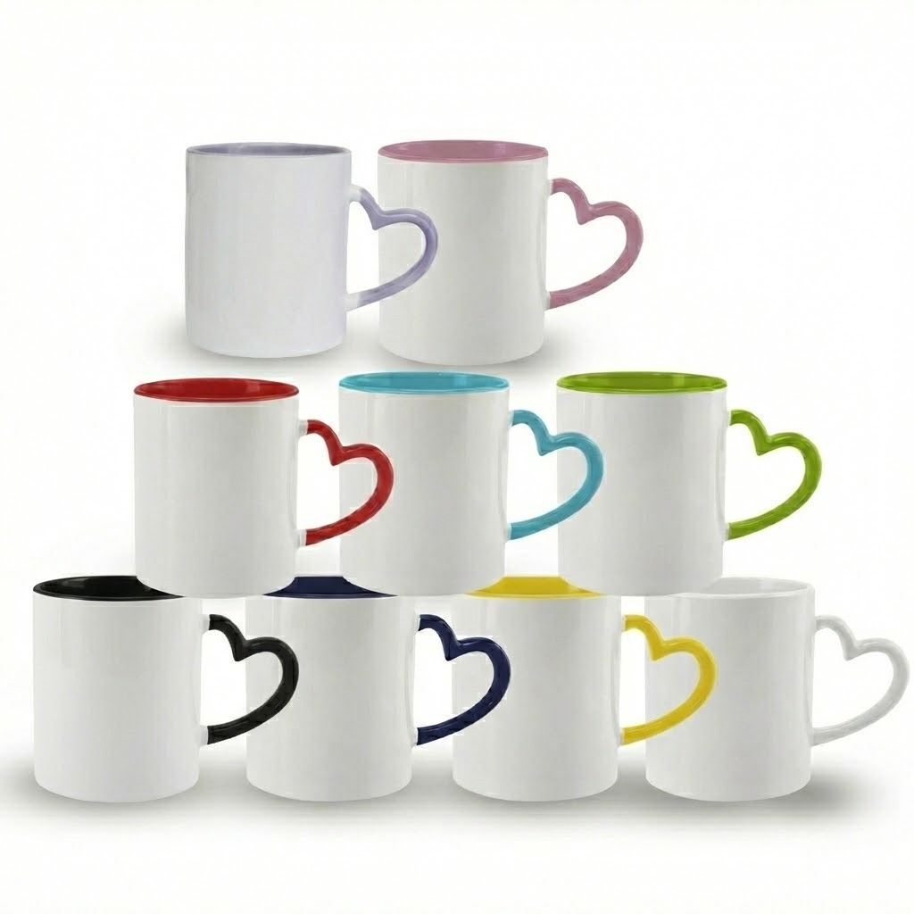 Caneca C/ Alça Coração Interior colorido. 
