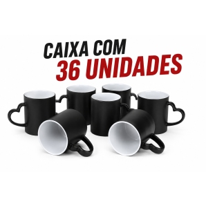 CANECA ALÇA CORAÇÃO MAGICA PRETA FOSCA- CX 36