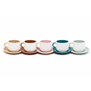 KIT XÍCARA 90ML C/ PIRES ALÇA E INTERIOR COLORIDO