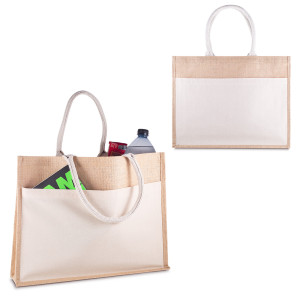 **SACOLA EM ALGODÃO c/ BOLSO