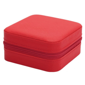 PORTA JOIAS EM COURO SINTETICO-VERMELHO