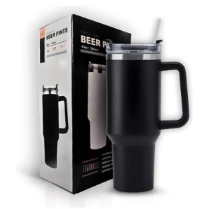 COPO TÉRMICO INOX 1200ML C/ ALÇA E CANUDO PRETO