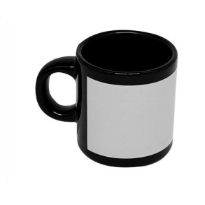 CANECA PRETA TARJA BRANCA 177ML