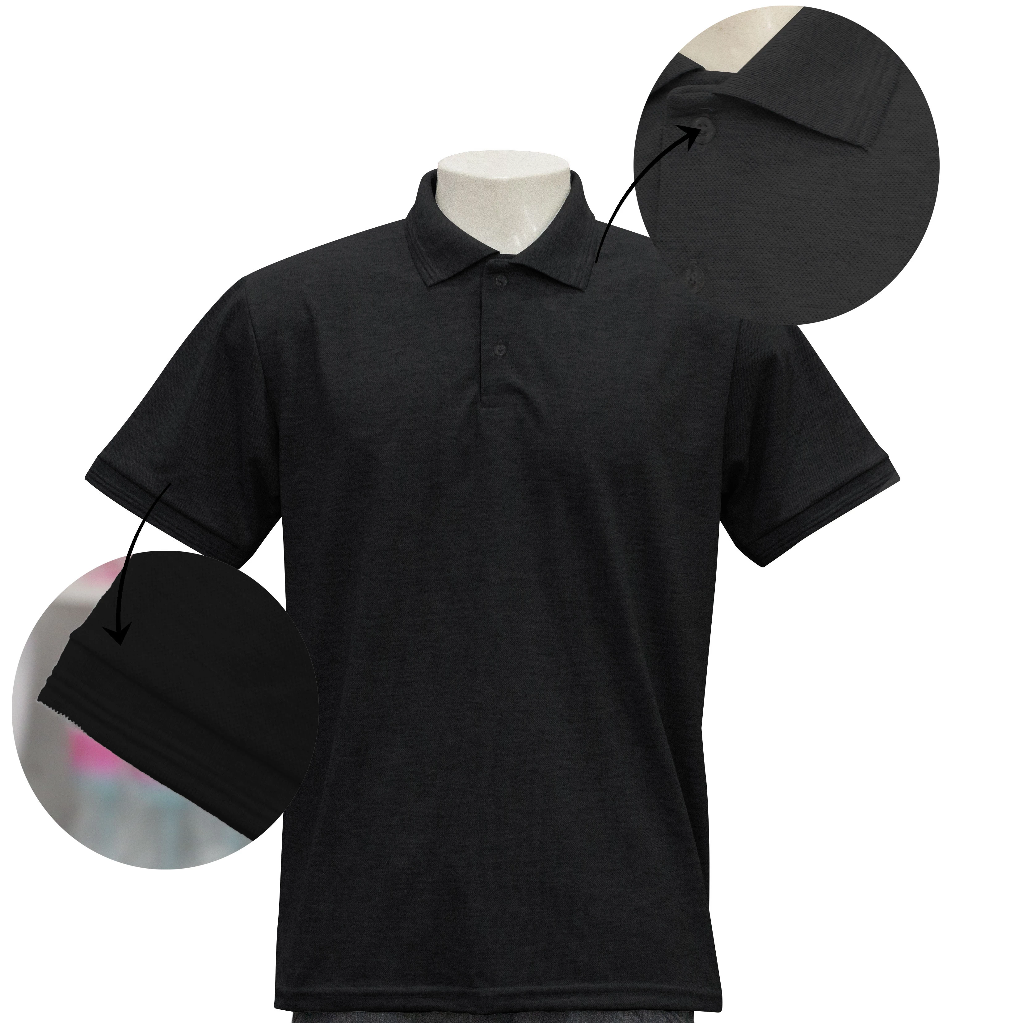 Camisa Polo preta Masculina Poliéster Para Sublimação