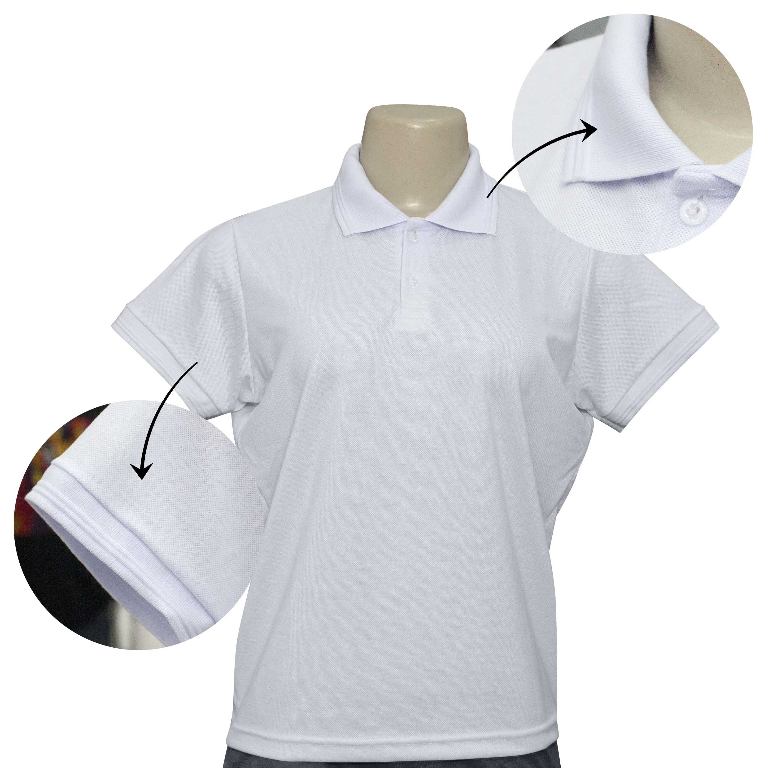 Camisa Polo Feminina Branca TECIDO PIQUET
