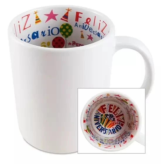 Caneca Cerâmica Branca com escrita interna Happy Birthday