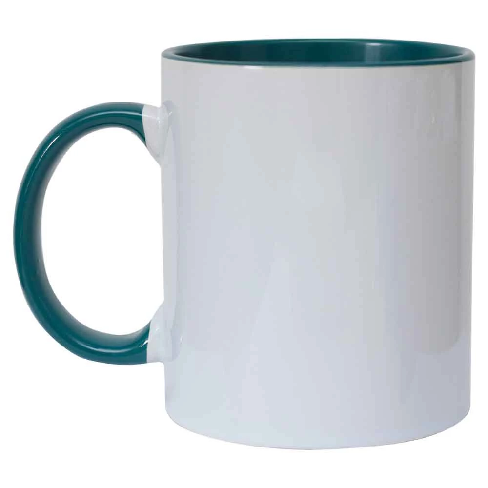 Caneca de Cerâmica Interior e Alça verde escuro