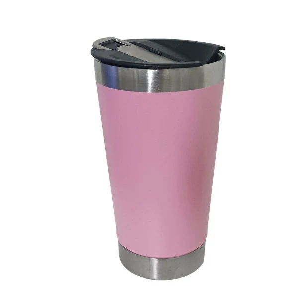 Copo Térmico Inox ROSA CLARO C/ Abridor de Garrafa