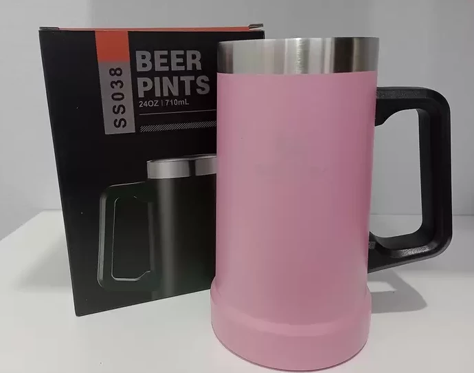 CANECA TÉRMICA INOX 710ML- ROSA CLARO