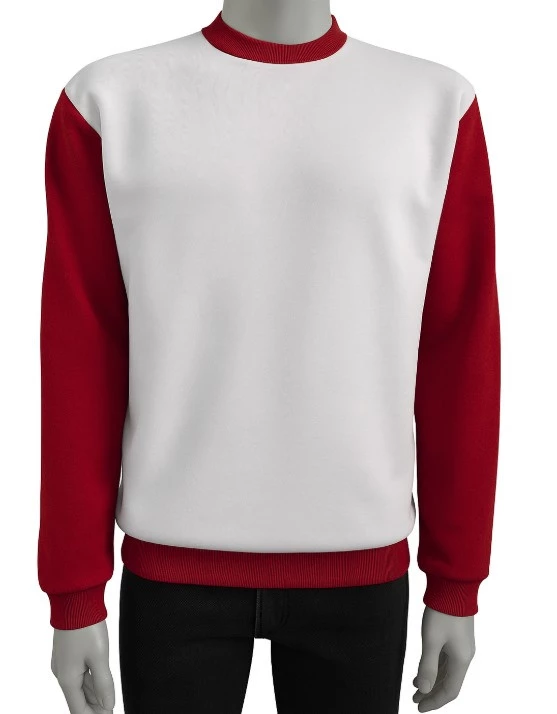MOLETOM SEM CAPUZ BRANCO/VERMELHO