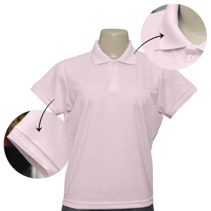 Camisa Polo Feminina Rosa Claro TECIDO PIQUET
