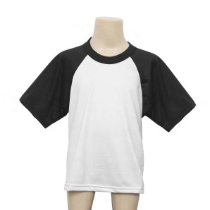 Camiseta Raglan Manga Preta Infantil