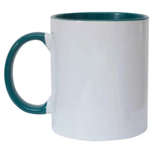 Caneca de Cerâmica Interior e Alça verde escuro