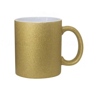 CANECA CERÂMICA DOURADA C/ GLITTER