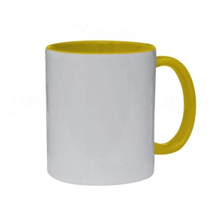 Caneca de Cerâmica Interior e Alça Amarela