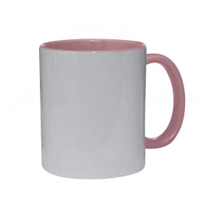 Caneca de Cerâmica Interior e Alça Rosa