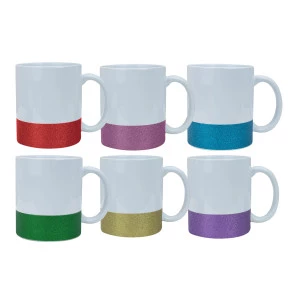 Caneca Branca 325ml - Com Base Glitter