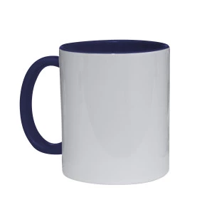 Caneca de Cerâmica Interior e Alça Azul escuro
