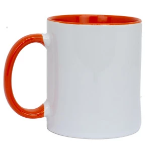 Caneca de Cerâmica Interior e Alça laranja