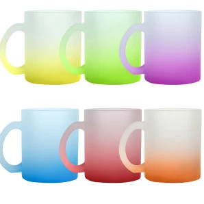 CANECA VIDRO JATEADA 325 ML- DEGRADE