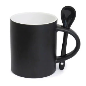 CANECA MAGICA C/ COLHER RETA - PRETA FOSCA
