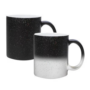 CANECA MAGICA PRETA FOSCA C/ GLITTER - 325ML