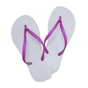 Chinelo Branco com Tira Slim Pink