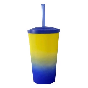 COPO FANTASY BRASIL - AZUL E AMARELO - C/ CANUDO 