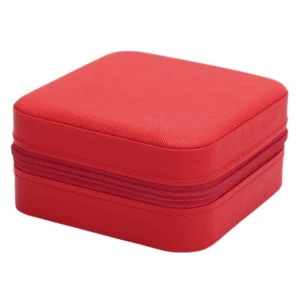 PORTA JOIAS EM COURO SINTETICO-VERMELHO