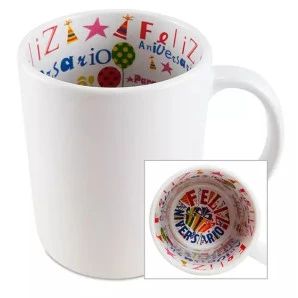 Caneca Cerâmica Branca com escrita interna Happy Birthday