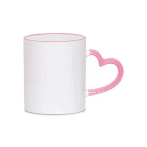 CANECA CERAMICA CORAÇÃO- BORDA E ALÇA ROSA