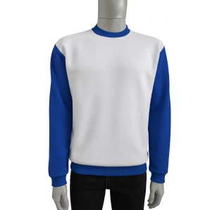 MOLETOM SEM CAPUZ BRANCO/AZUL
